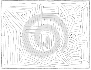 Hand-drawn maze number one, easy level photo