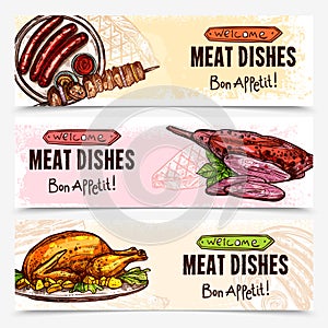 Hand Drawn Meat Horizontal Banners