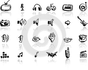 Hand drawn media icon set