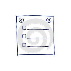 Hand drawn memo paper sheet icon in flat style. Sticky note vector illustration on isolated background. To do list sign business