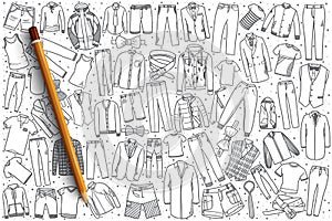 Hand drawn men`s clothing set background photo