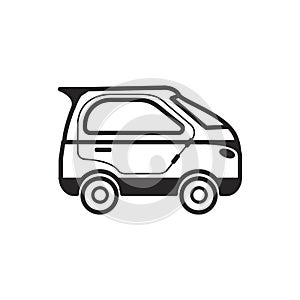 Hand drawn microcar illustration on white background photo