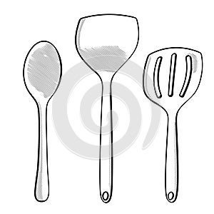 Hand drawn modern spoons