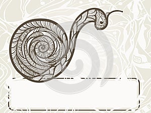 hand drawn monochrome snail
