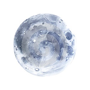 Hand drawn moon watercolor