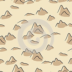 Hand drawn mountain seamless pattern. Landscape pattern. Vector illustration