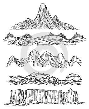 Hand drawn mountains and hills