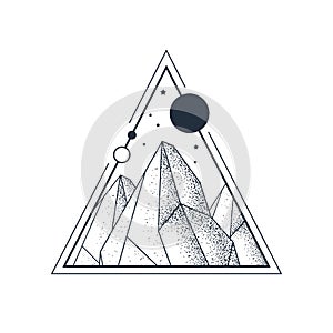 Hand drawn mountains vector illustration.