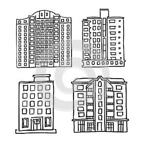 Hand drawn multistorey houses