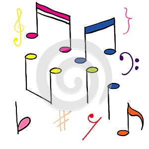 Hand drawn music note element doodle vector