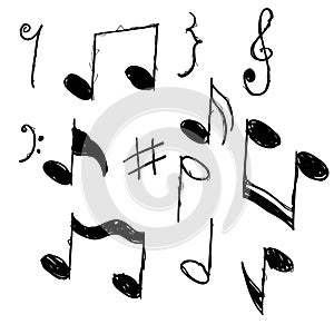 Hand drawn music note element doodle vector