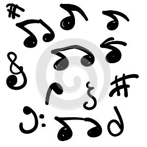 Hand drawn music note element doodle vector