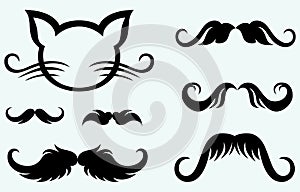 Hand drawn mustache and kitten