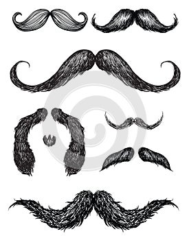 Hand drawn mustache set