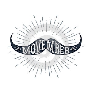 Hand drawn mustache textured vector illustration. photo