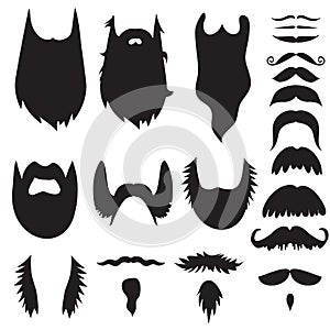 Hand drawn mustaches and beards set
