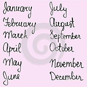 Hand drawn Names days of months
