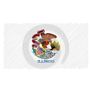 Hand Drawn National Flag Of Illinois Isolated On A White Background. Vector Sketch Style Illustration. photo
