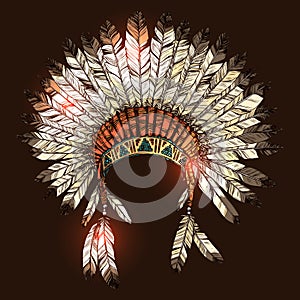 Hand Drawn Native American Indian Headdress photo