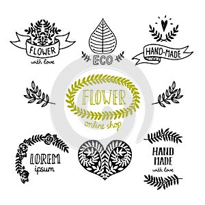 Hand drawn natural logos