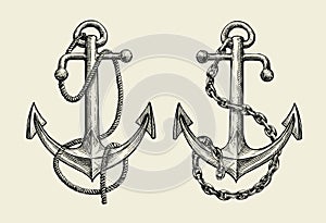 Hand drawn nautical anchor. Vector illustration