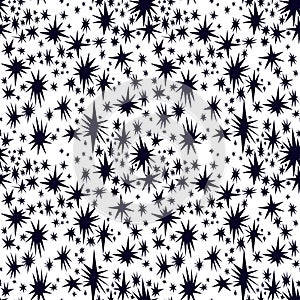 Hand drawn night starry sky stars shapes seamless abstract pattern beautiful fashion style. Retro aesthetic background.