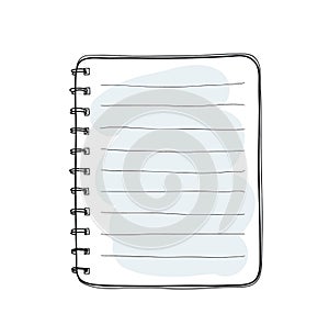 Hand drawn notebook on white background blank paper cover vector