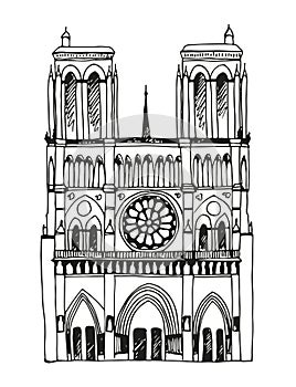 Hand drawn Notre Dame de Paris, France