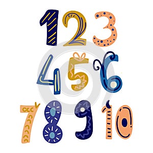 hand- drawn number vector illustration. photo