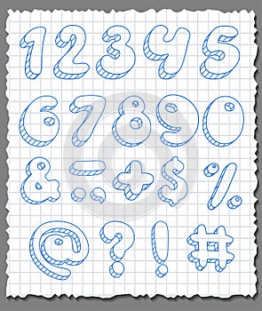 Hand-drawn numbers set.