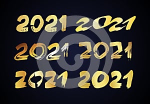 2021 gold grunge lettering and hand drawn numbers