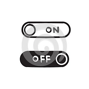 Hand drawn On off icon. Switch button. Vector illustration. doodle style
