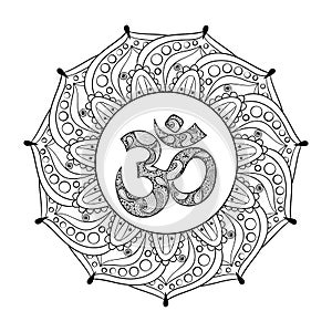 Hand drawn Ohm symbol, indian Diwali spiritual sign