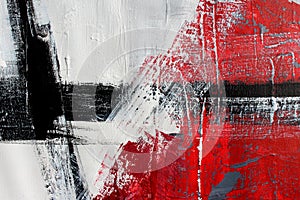 Red colors on canvas.Oil painting. Abstract art background. Oil painting on canvas. Color texture. Fragment of artwork. photo