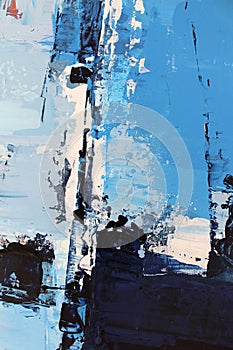 Blue bright colors on canvas.Oil painting. Abstract art background. Oil painting on canvas. Color texture. Fragment of artwork. photo