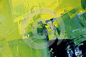 Green juicy oil painting. Abstract art background. Oil painting on canvas. Color texture. Fragment of artwork. photo