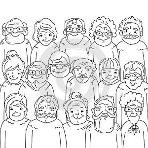 Hand drawn old people.