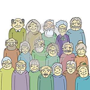 Hand drawn old people.