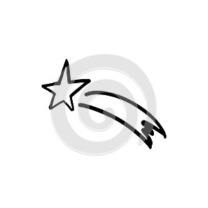 Hand drawn one star. Simple doodle style icon. Single, careless painted vector star. Black isolated on a white