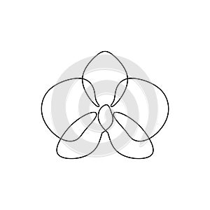 Hand drawn orchid flower. One line drawing continuous illustration vector. Minimalist art design of minimalism on white background