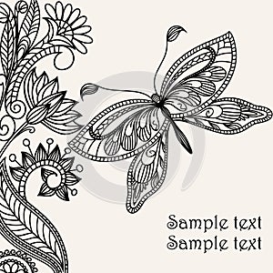 Hand-Drawn Ornate Butterfly
