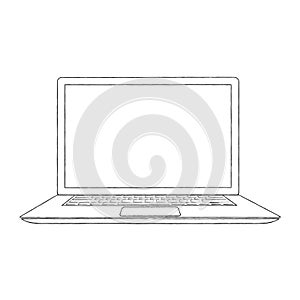 Hand-drawn outlined laptop vector illustration