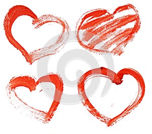 Hand-drawn painted red heart