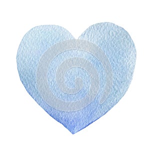 Hand-drawn painted watercolor blue heart element seamless pattern