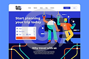 Hand drawn paople on subway landing page