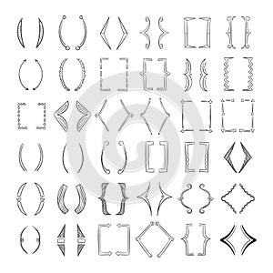 Hand drawn parenthesis, sketchy square brackets vector collection photo