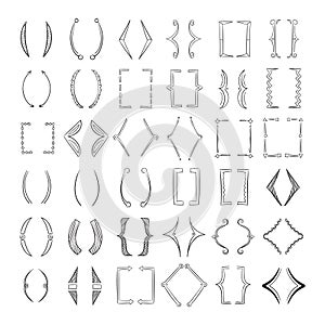 Hand drawn parenthesis, sketchy square brackets vector collection