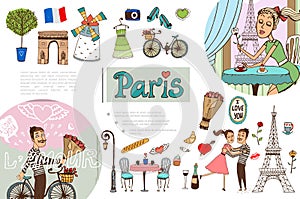 Hand Drawn Paris Elements Concept