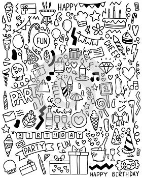 0049 hand drawn party doodle happy birthday