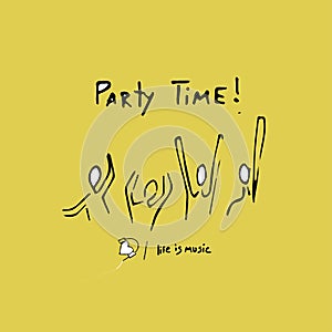 Hand drawn party time concept